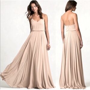 NWT Jenny Yoo blush formal chiffon sleeveless maxi Dress Inesse Women Sz 10
